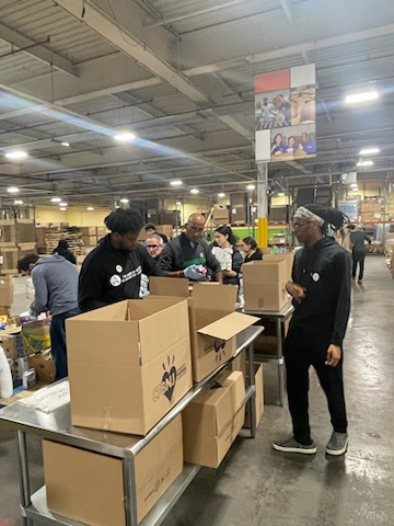 Volunteers at a community food bank